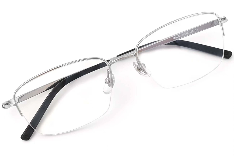 Gafas de titanio plateado semi al aire #BS2419-0027