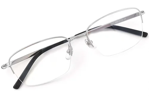 Lunettes semi-cerclées en titane argenté #BS2419-0027