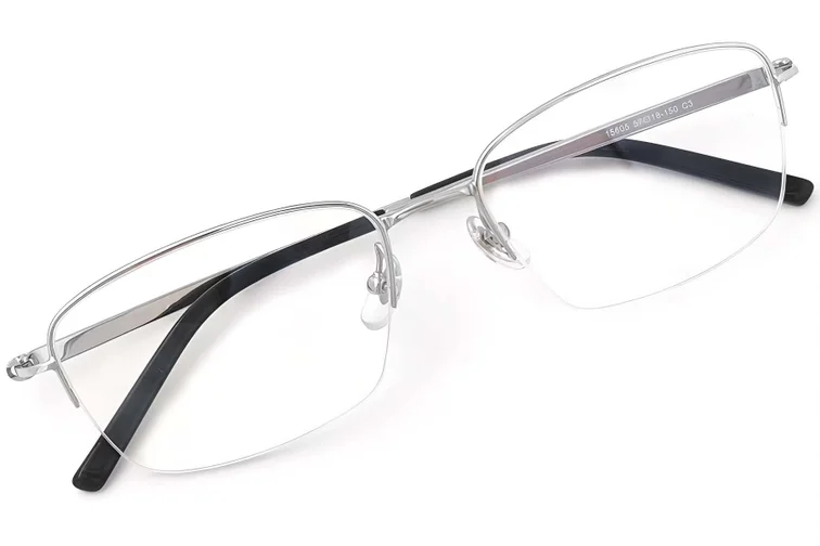 Lunettes semi-cerclées en titane argenté #BS2419-0027