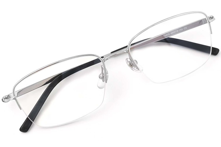 Halfomrande zilverkleurige titanium bril #BS2419-0027