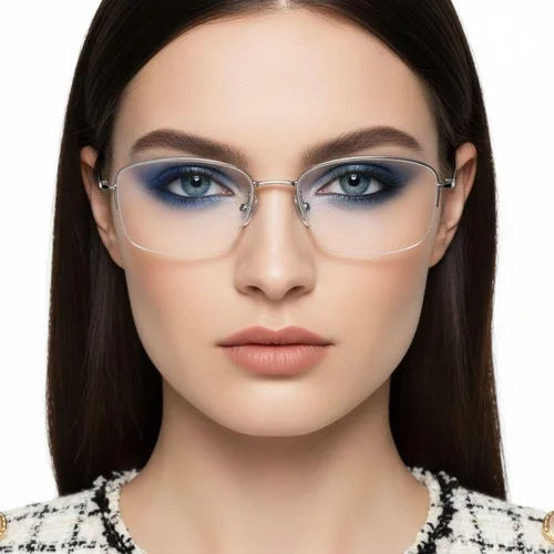 Lunettes semi-cerclées en titane argenté #BS2419-0027