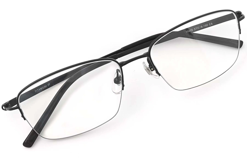 Semi-rimless Black Titanium Glasses #BS2419-0028