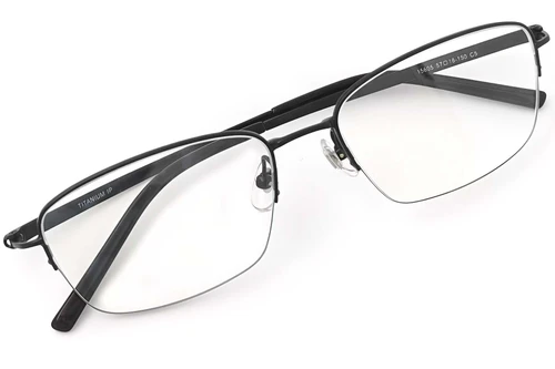 Gafas de titanio negro semi al aire #BS2419-0028