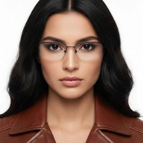 Lunettes semi-cerclées en titane noir #BS2419-0028