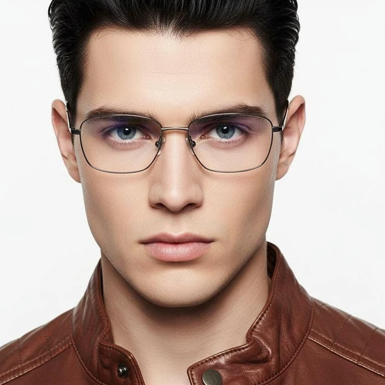 Gafas rectangulares de titanio gris #BS2419-0030