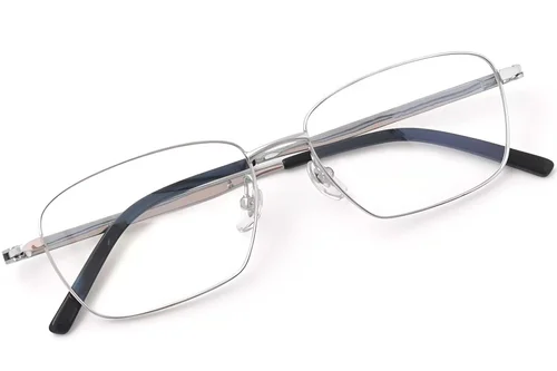 Lunettes rectangulaires en titane argenté #BS2419-0031