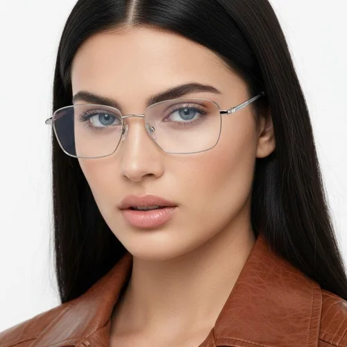 Lunettes rectangulaires en titane argenté #BS2419-0031