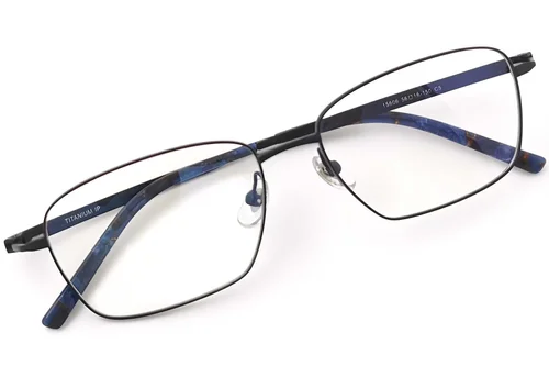 Lunettes rectangulaires en titane noir #BS2419-0032