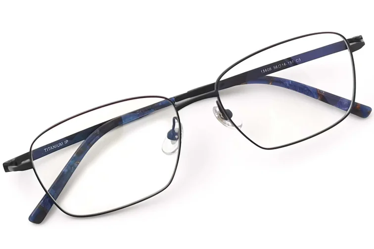 Occhiali rettangolari in titanio nero #BS2419-0032
