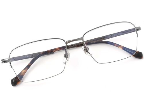 Lunettes semi-cerclées en titane gris #BS2419-0034