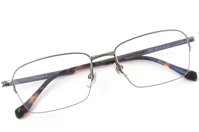 Halbrandlose graue Titanbrille #BS2419-0034
