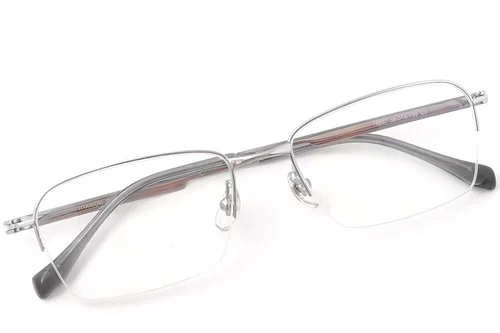 Lunettes semi-cerclées en titane argenté #BS2419-0035