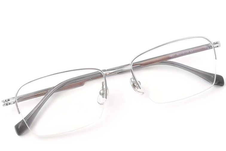 Semi-rimless Silver Titanium Glasses #BS2419-0035