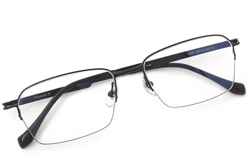 Lunettes semi-cerclées en titane noir #BS2419-0036