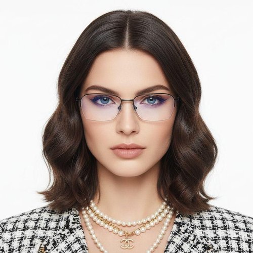 Lunettes semi-cerclées en titane noir #BS2419-0036