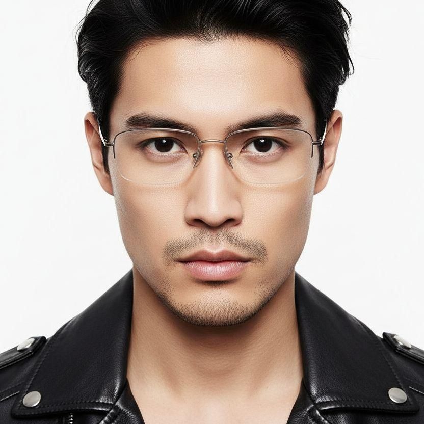 Semi-rimless Golden Titanium Glasses #BS2419-0037