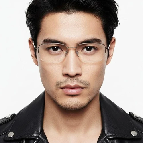 Semi-rimless Golden Titanium Glasses #BS2419-0037