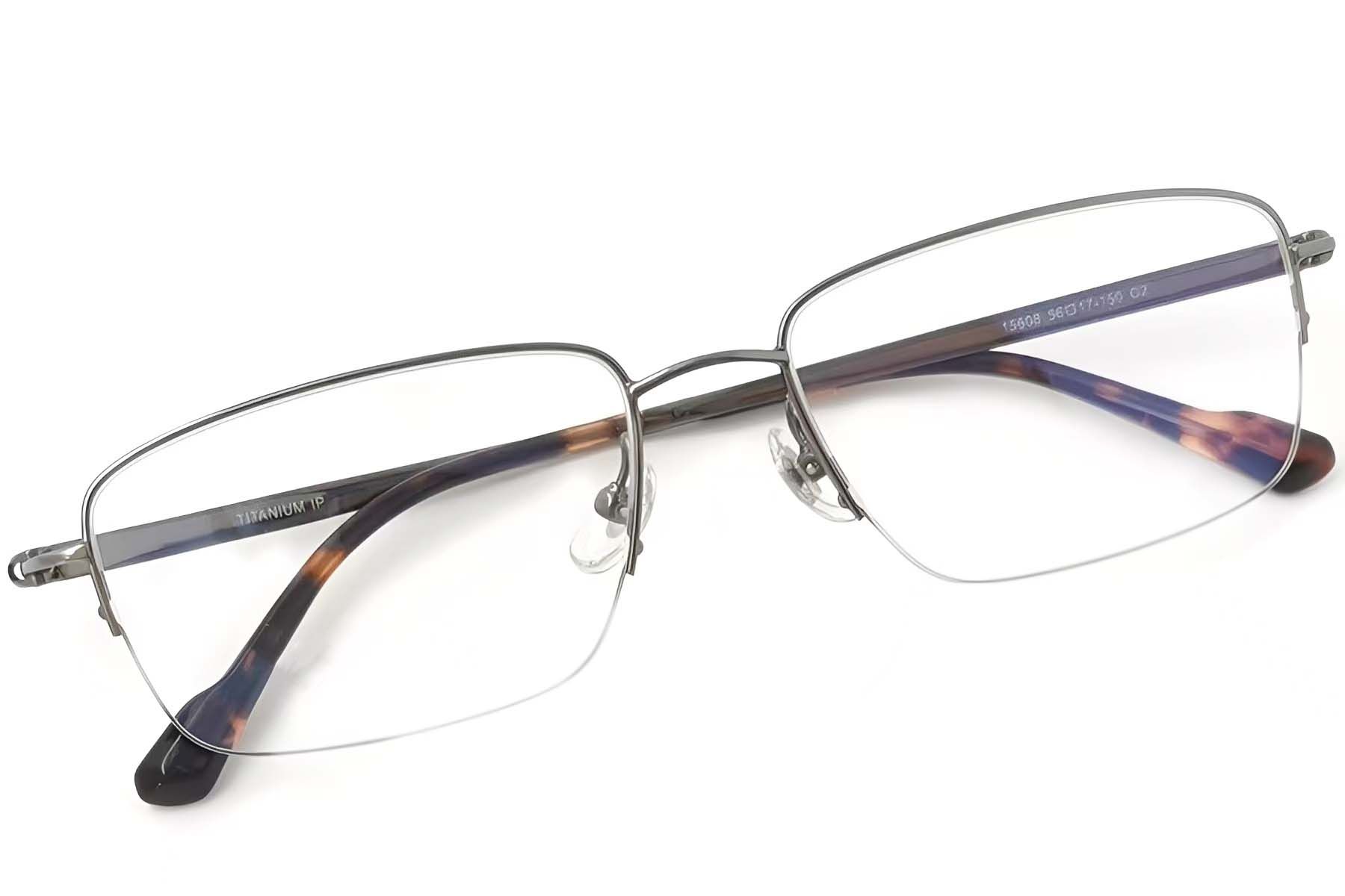 Semi-rimless Gray Titanium Glasses #BS2419-0038