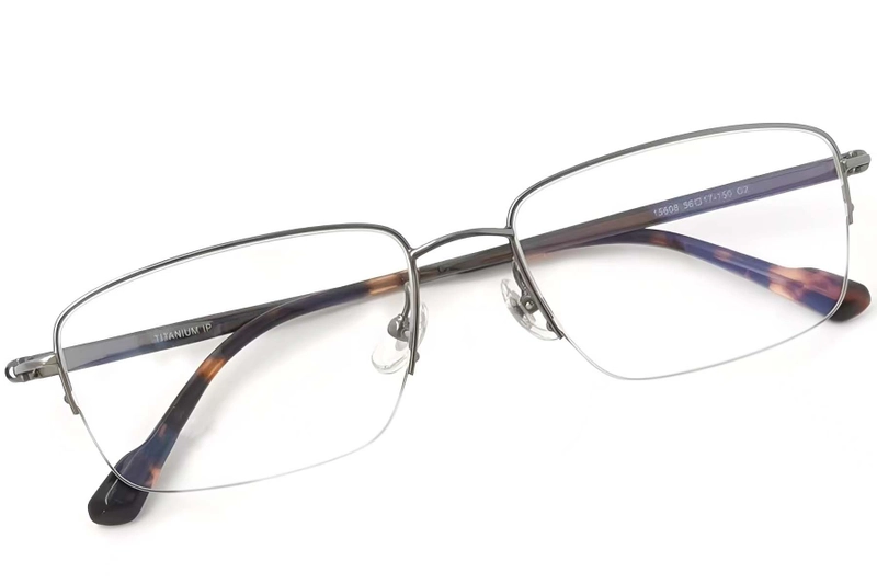 Semi-rimless Gray Titanium Glasses #BS2419-0038
