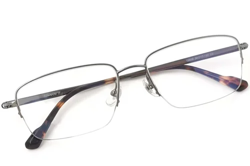 Lunettes semi-cerclées en titane gris #BS2419-0038