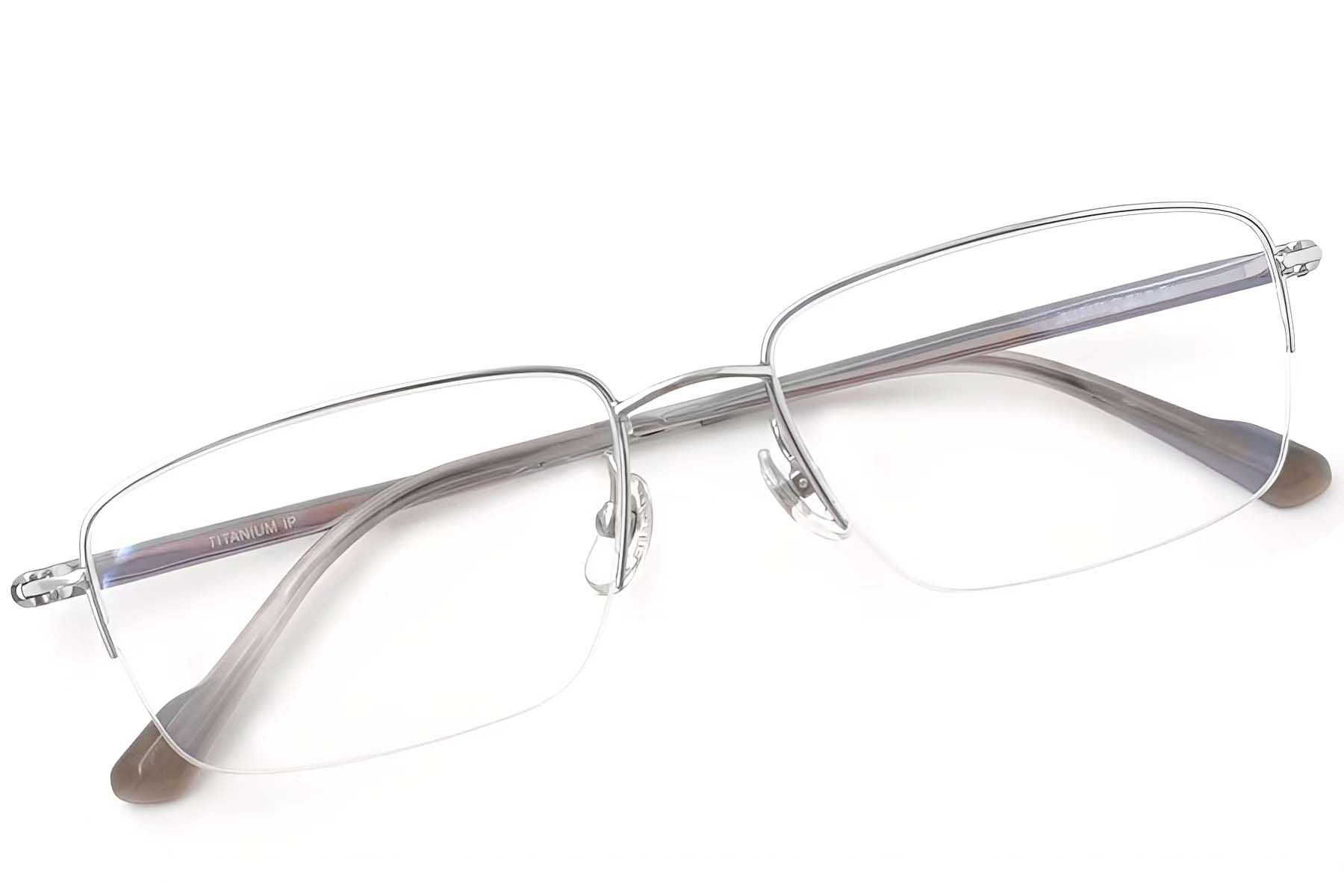 Semi-rimless Silver Titanium Glasses #BS2419-0039
