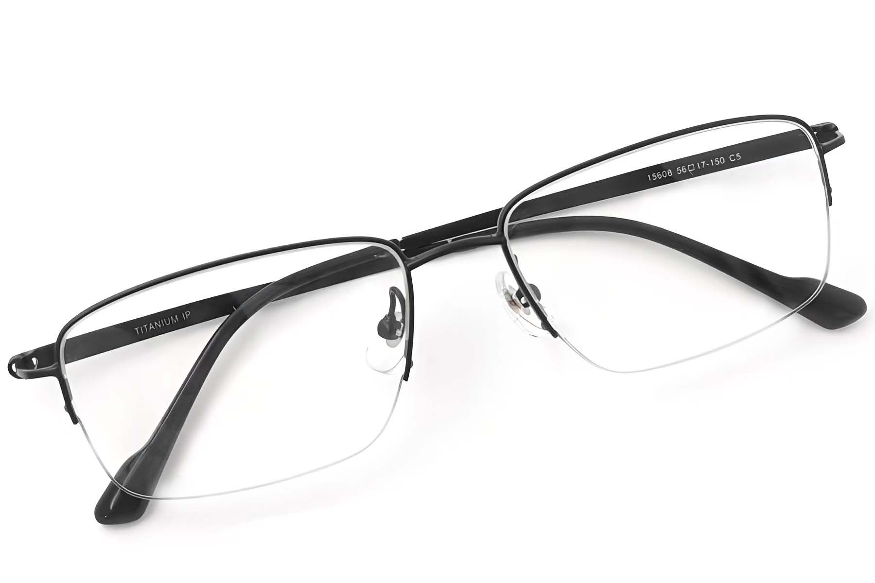 Semi-rimless Black Titanium Glasses #BS2419-0040