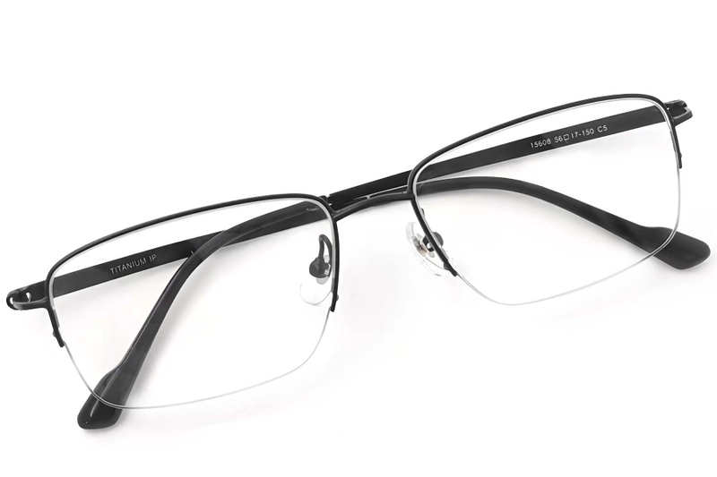 Semi-rimless Black Titanium Glasses #BS2419-0040