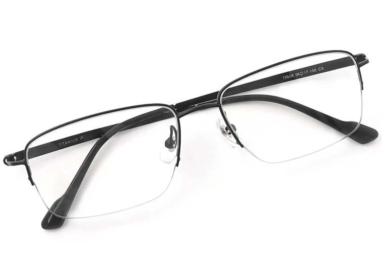 Occhiali semi-cerchiati in titanio nero #BS2419-0040