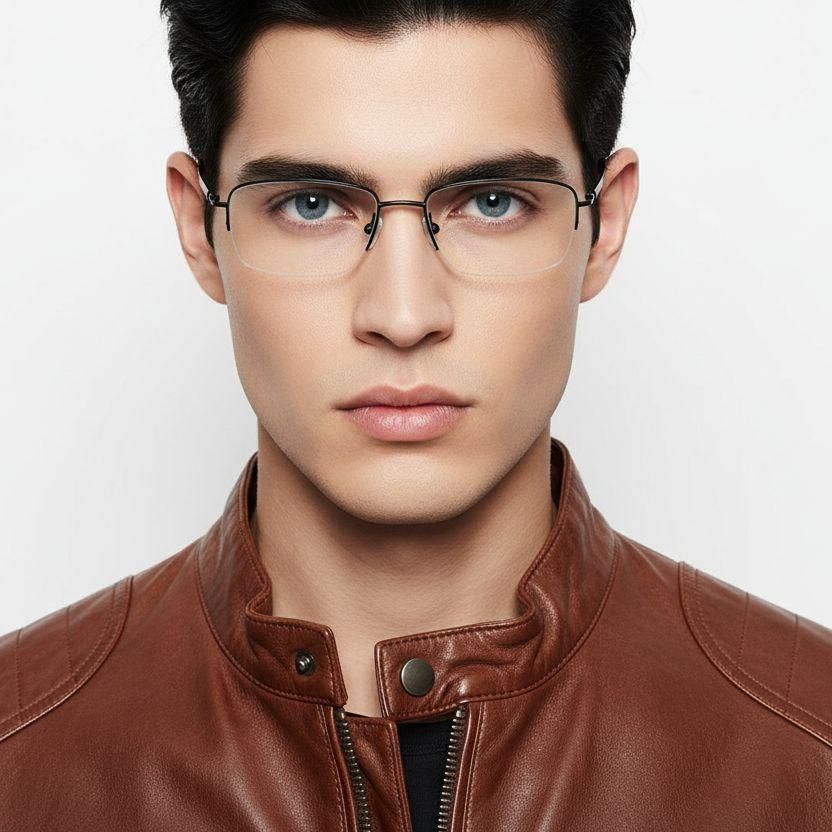 Semi-rimless Black Titanium Glasses #BS2419-0040