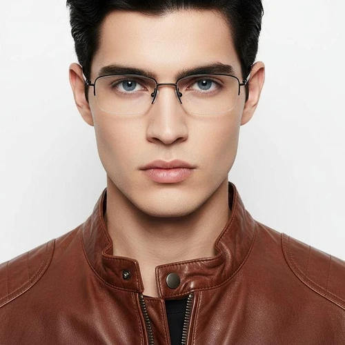 Semi-rimless Black Titanium Glasses #BS2419-0040