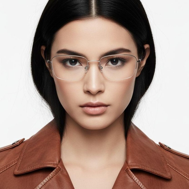 Semi-rimless Golden Titanium Glasses #BS2419-0041