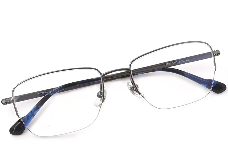 Semi-rimless Gray Titanium Glasses #BS2419-0042