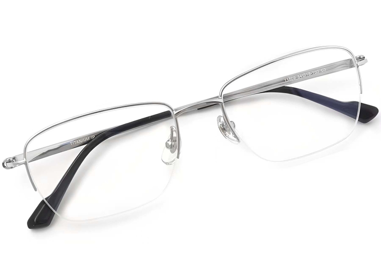 Gafas de titanio plateado semi al aire #BS2419-0043
