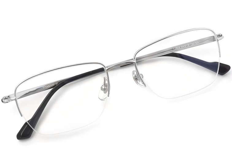 Halfomrande zilverkleurige titanium bril #BS2419-0043