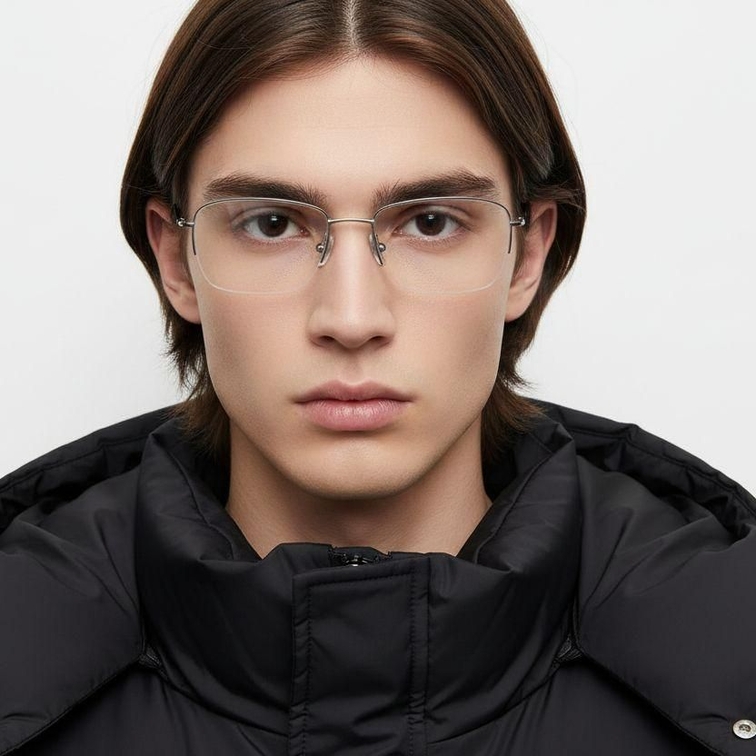 Gafas de titanio plateado semi al aire #BS2419-0043