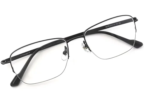 Lunettes semi-cerclées en titane noir #BS2419-0044