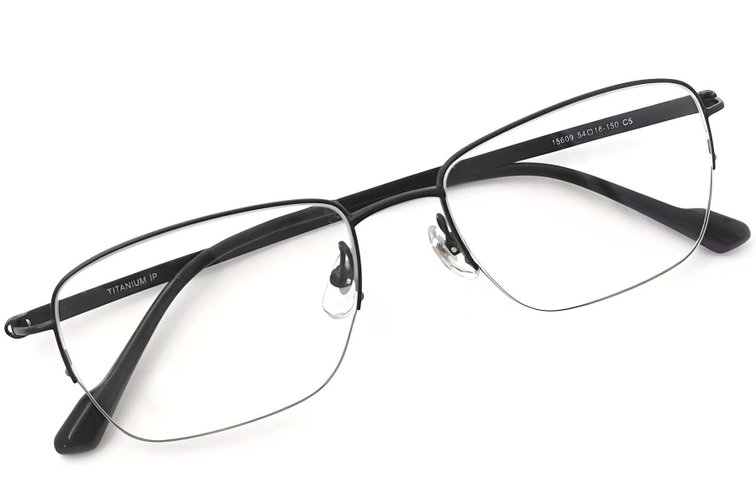 Semi-rimless Black Titanium Glasses #BS2419-0044