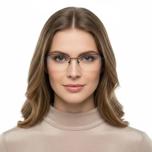 Lunettes semi-cerclées en titane noir #BS2419-0044