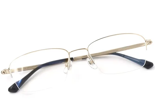 Lunettes semi-cerclées en titane doré #BS2419-0045
