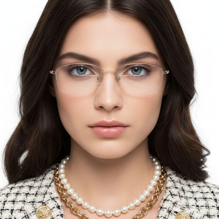 Gafas de titanio dorado semi al aire #BS2419-0045