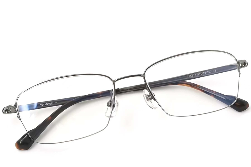 Semi-rimless Gray Titanium Glasses #BS2419-0046
