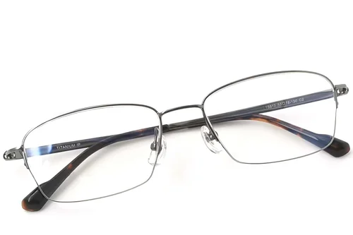 Lunettes semi-cerclées en titane gris #BS2419-0046