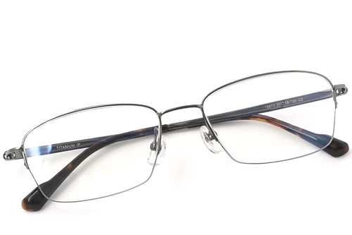 Halbrandlose graue Titanbrille #BS2419-0046