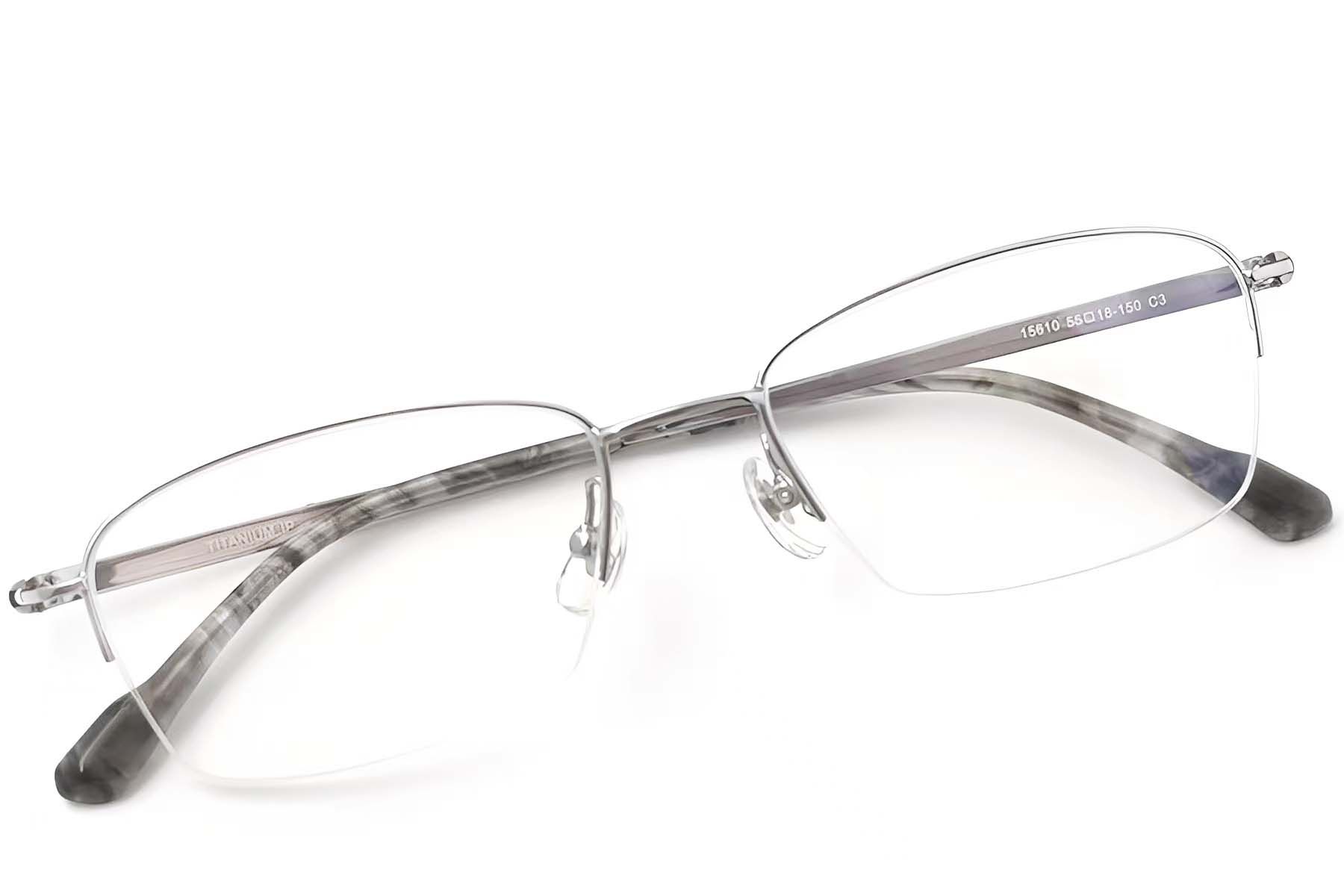 Semi-rimless Silver Titanium Glasses #BS2419-0047