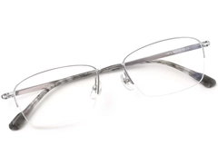 Semi-rimless Silver Titanium Glasses #BS2419-0047