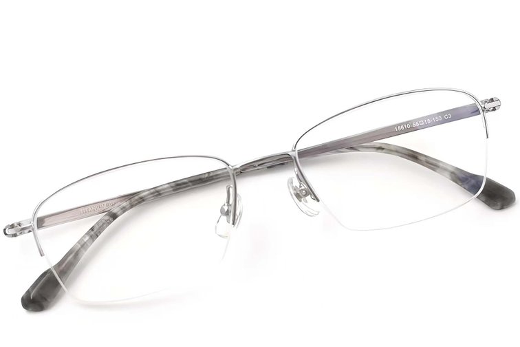Gafas de titanio plateado semi al aire #BS2419-0047