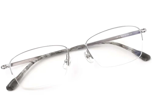 Semi-rimless Silver Titanium Glasses #BS2419-0047