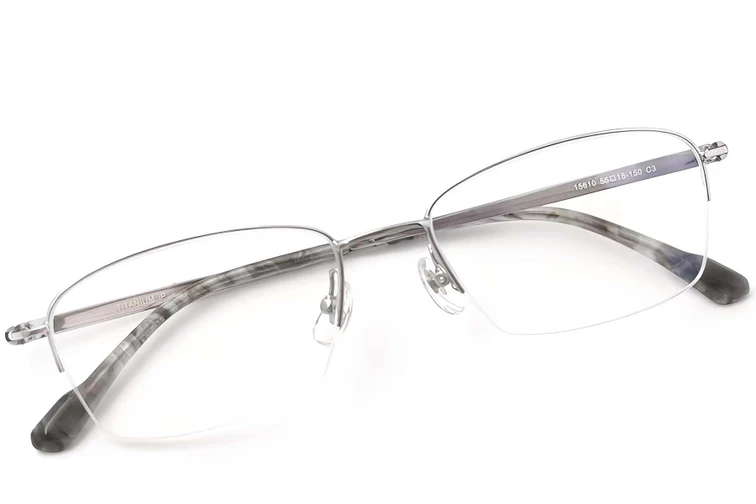 Halfomrande zilverkleurige titanium bril #BS2419-0047