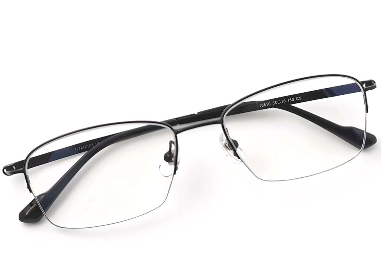 Gafas de titanio negro semi al aire #BS2419-0048