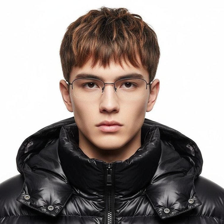 Gafas de titanio negro semi al aire #BS2419-0048
